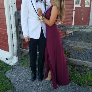 Night Way Collections Deep Red Lace Prom Dress